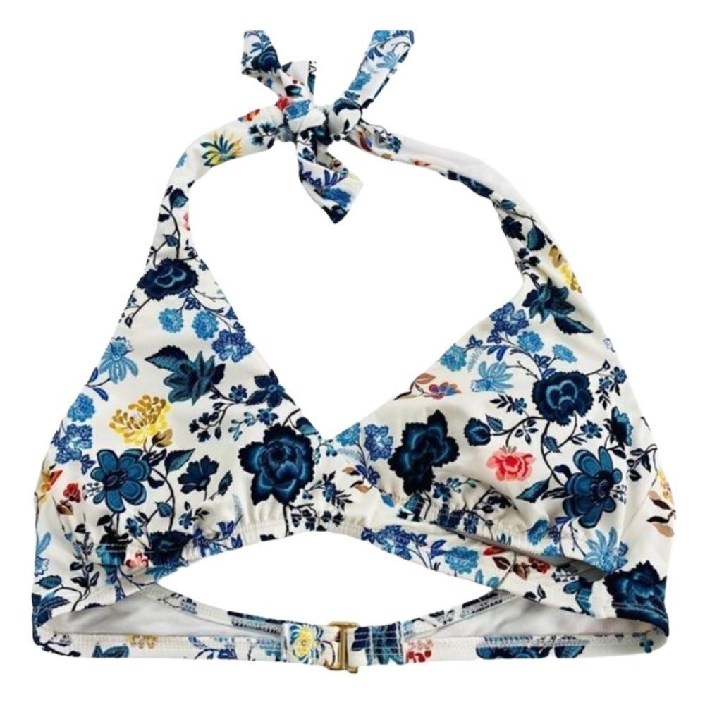 CREMIEUX White Floral Bikini Swimsuit Top